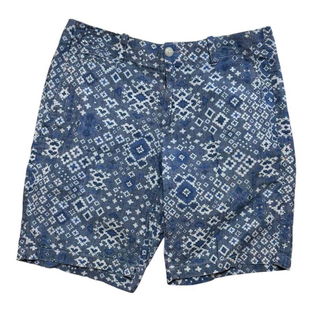 Gap Lived-In Blue White Geometric Print Chino Shorts Men’s Size 32